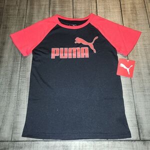NWT Puma Black Tee with Red Raglan Sleeves and Logo